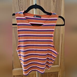 Zara Striped Cropped Tank Size Large